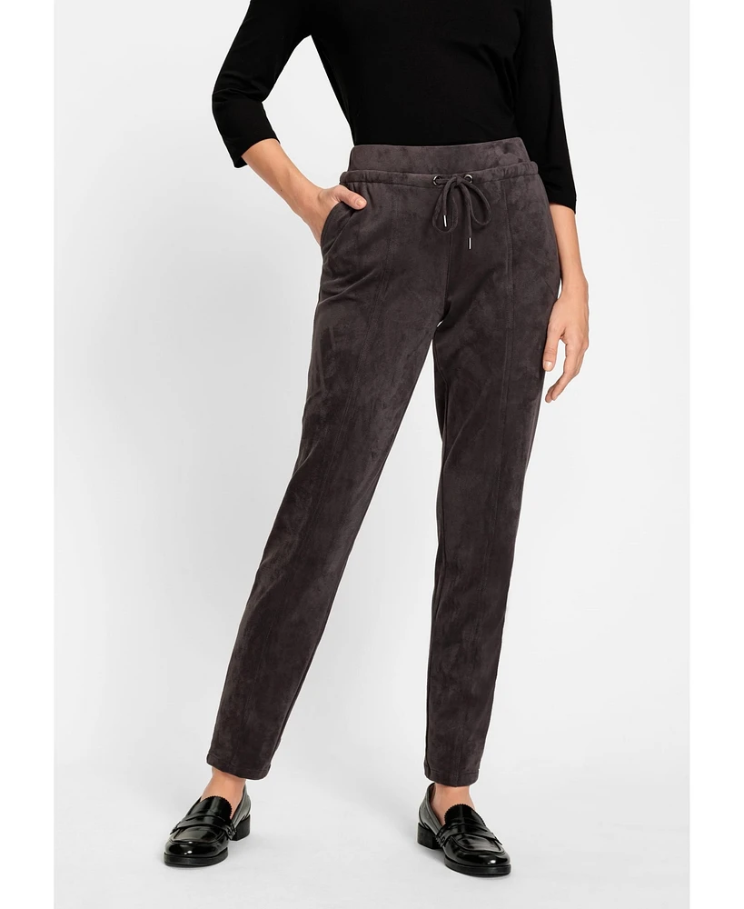 Olsen Lisa Fit Straight Leg Faux Suede Drawstring Pant