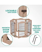 Arf Pets Freestanding Dog Gates, 6-Panel Extension - Walnut