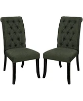 Simplie Fun Gray Fabric Tufted Dining Chairs Set