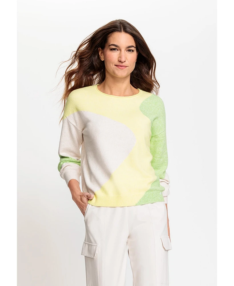 Olsen Women's Long Sleeve Graphic Knit Pullover