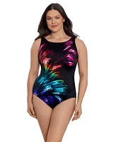 Longitude Women's Panel Scoopback Highneck One-Piece Swimsuit