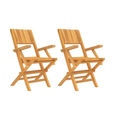 Folding Patio Chairs 2 pcs 21.7"x24"x35.4" Solid Wood Teak