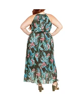 City Chic Plus Rebecca Print Maxi Dress