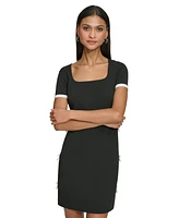 Karl Lagerfeld Paris Women's Bow Trim Scuba Crepe Sheath Dress