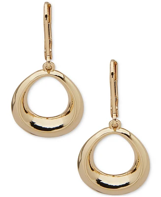 Anne Klein Gold-Tone Bevel Open Oval Drop Earrings