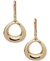 Anne Klein Gold-Tone Bevel Open Oval Drop Earrings