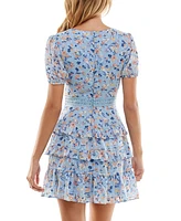 City Studios Juniors' Floral-Print Ruffled Fit & Flare Dress