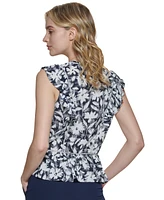 Tommy Hilfiger Women's Floral-Print Ruffled Woven Peplum Blouse