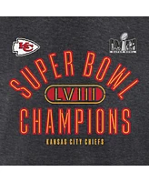 Men's Fanatics Heather Charcoal Kansas City Chiefs Super Bowl Lviii Champions Under The Lights T-shirt