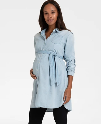 Seraphine Women's Cotton Chambray Belted Maternity Tunic