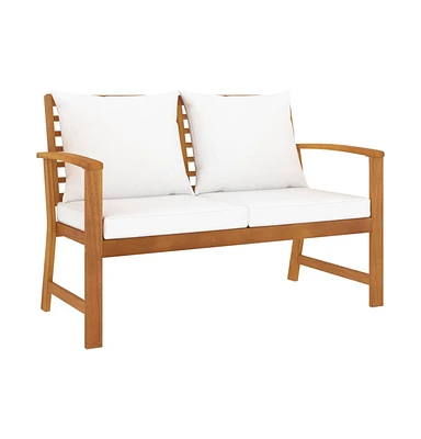 Patio Bench 47.2" with Cream Cushion Solid Acacia Wood