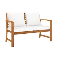 Patio Bench 47.2" with Cream Cushion Solid Acacia Wood