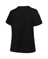 Women's Profile Black Minnesota Timberwolves Plus Size Arch Over Logo V-Neck T-shirt