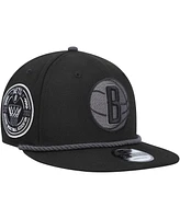 Men's New Era Black Brooklyn Nets Back Laurels 9FIFTY Snapback Hat