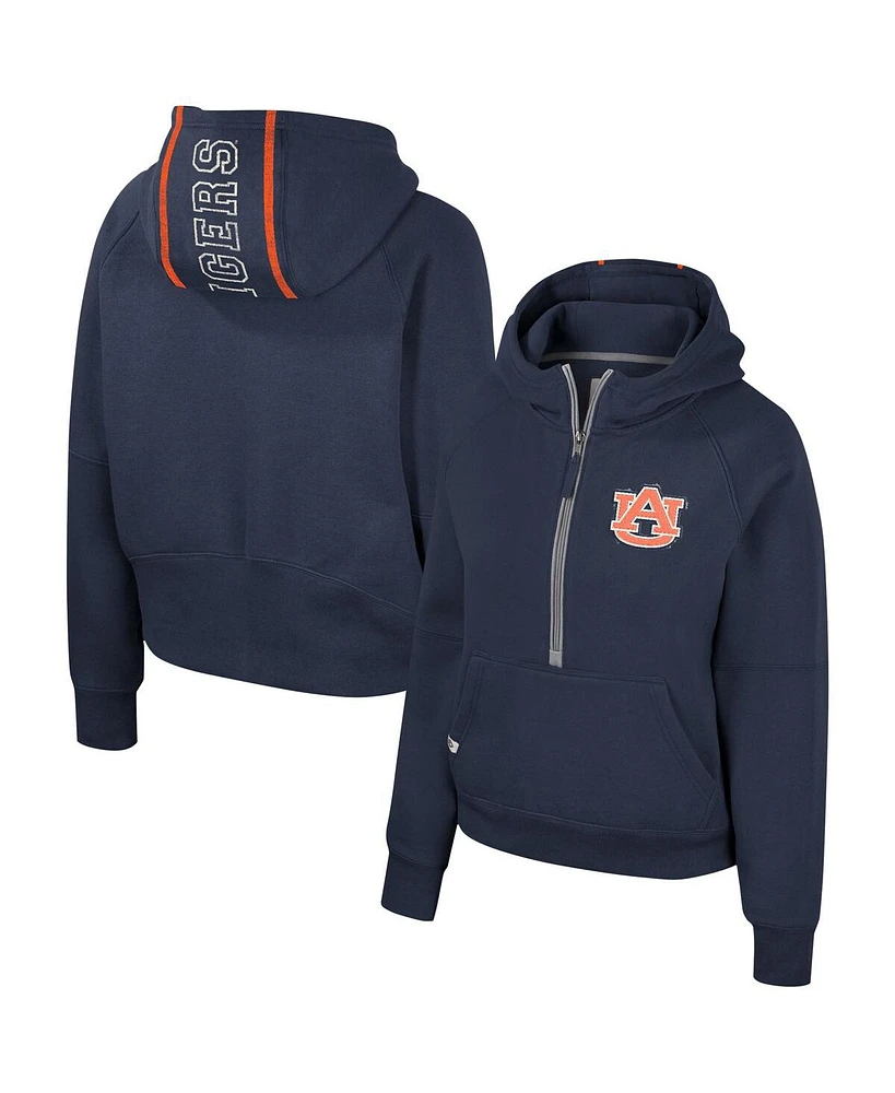 Women's Colosseum Navy Auburn Tigers Margo Raglan Half-Zip Hoodie