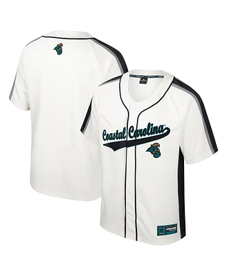 Men's Colosseum Cream Distressed Coastal Carolina Chanticleers Ruth Button-Up Baseball Jersey