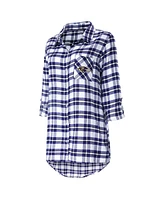 Women's Concepts Sport Purple Baltimore Ravens Sienna Plaid Full-Button Long Sleeve Nightshirt