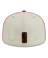 Men's New Era Cream, Red Houston Rockets Piping 2-Tone 59FIFTY Fitted Hat