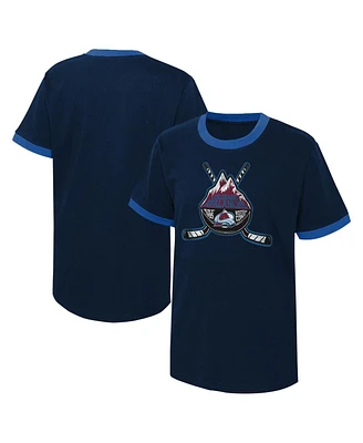 Big Boys and Girls Navy Distressed Colorado Avalanche Ice City T-shirt