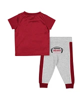 Baby Boys and Girls Colosseum Crimson, Heather Gray Indiana Hoosiers Ka-Boot-It Jersey and Pants Set
