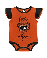 Baby Girls Orange, Black Philadelphia Flyers Two-Pack Training Bodysuit Set