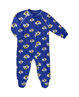 Newborn Royal Los Angeles Rams Allover Print Raglan Full-Zip Jumper