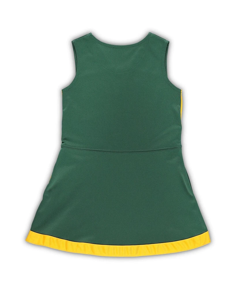 Little Girls Green Bay Packers Two-Piece Cheer Captain Jumper Dress with Bloomers Set
