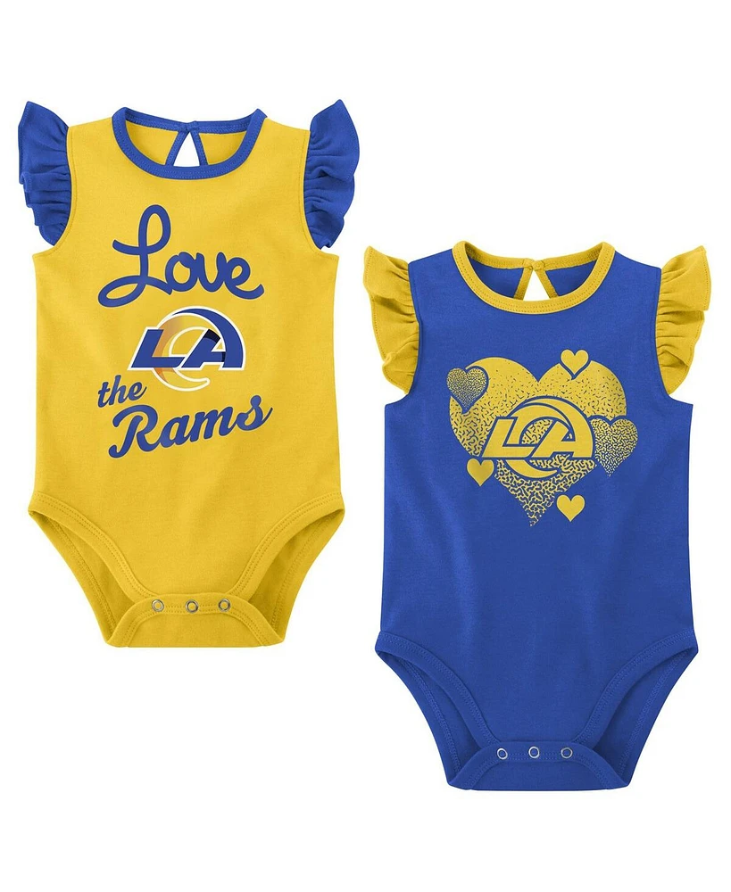 Baby Girls Royal, Gold Los Angeles Rams Spread the Love 2-Pack Bodysuit Set