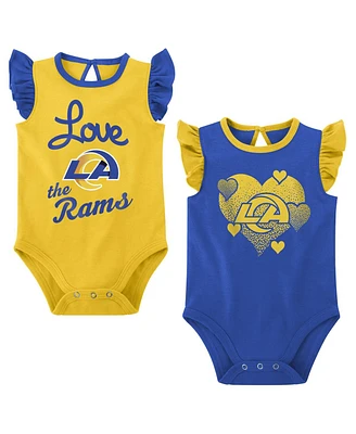 Baby Girls Royal, Gold Los Angeles Rams Spread the Love 2-Pack Bodysuit Set