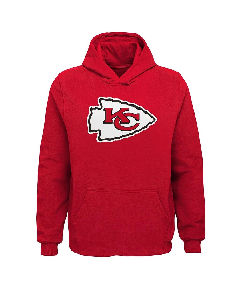 Big Boys Red Kansas City Chiefs Team Logo Pullover Hoodie