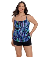 Longitude Women's Super Sleek Ruffle Faux Shortini Swimsuit