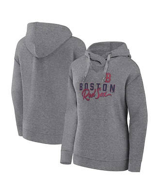 Women's Fanatics Heather Gray Boston Red Sox Script Favorite Lightweight Fitted Pullover Hoodie