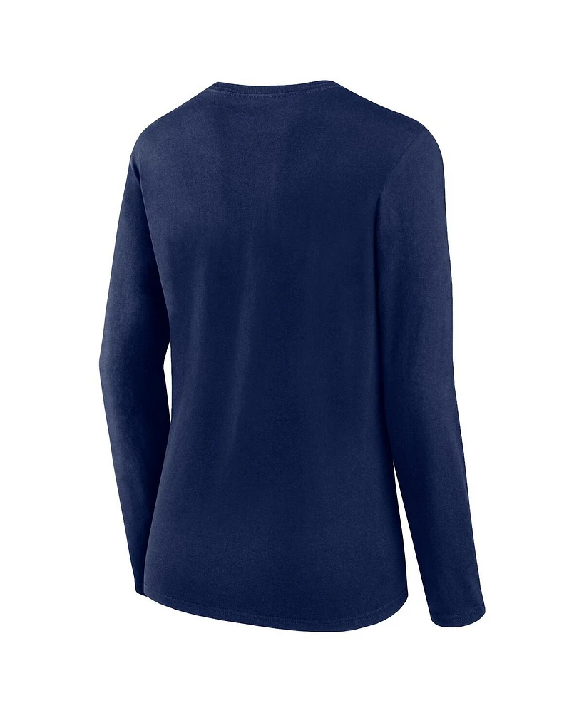 Women's Fanatics Navy Denver Broncos Plus Foiled Play Long Sleeve T-shirt
