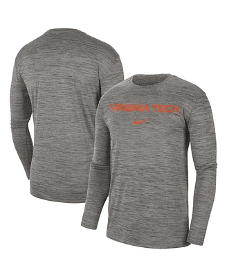 Men's Nike Heather Gray Virginia Tech Hokies Team Velocity Performance Long Sleeve T-shirt