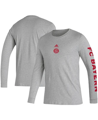 Men's adidas Heather Gray Bayern Munich Team Crest Long Sleeve T-shirt