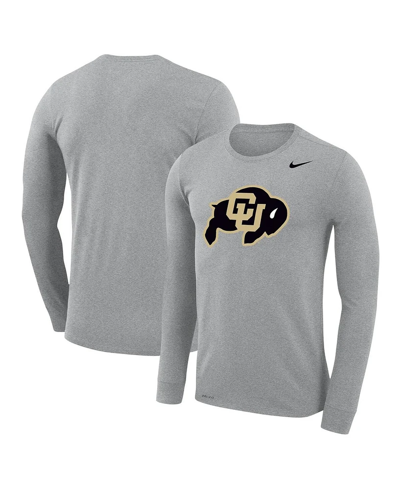 Men's Nike Heather Gray Colorado Buffaloes Legend Wordmark Performance Long Sleeve T-shirt