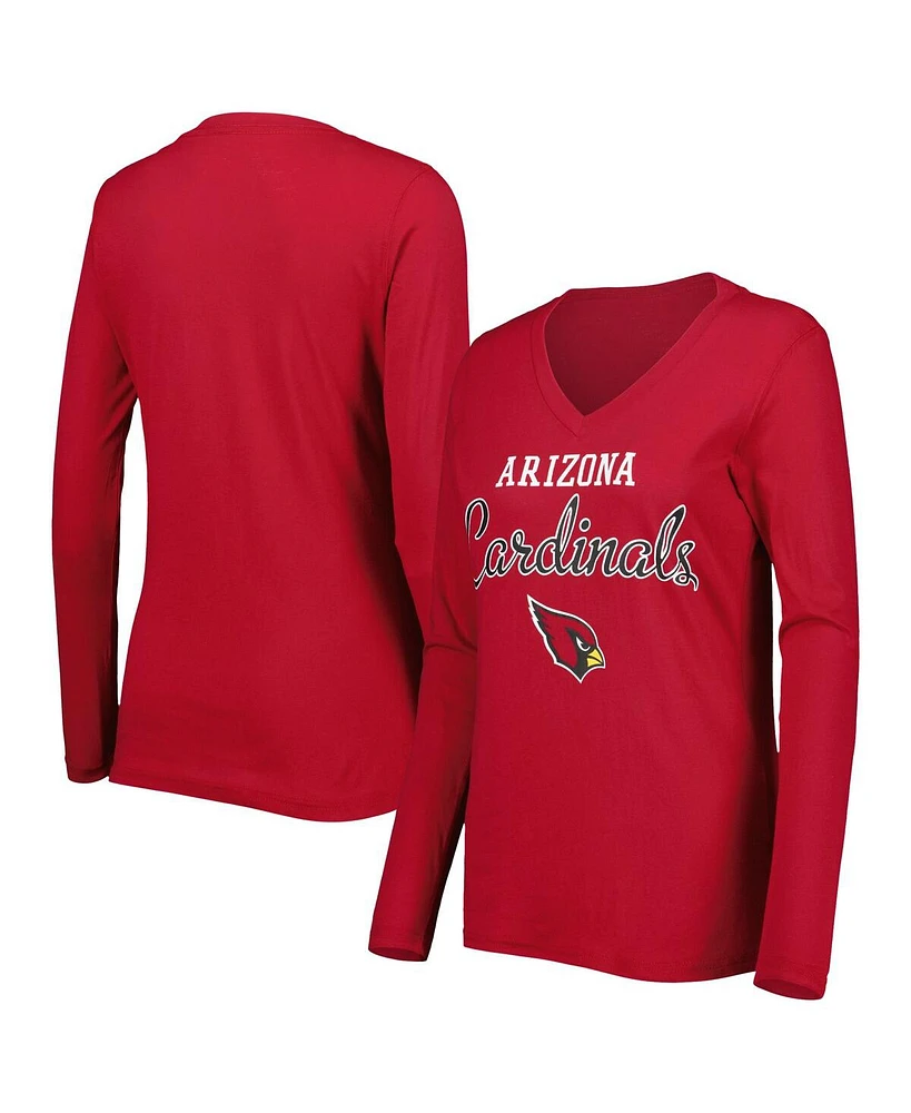 Women's G-iii 4Her by Carl Banks Cardinal Arizona Cardinals Post Season Long Sleeve V-Neck T-shirt