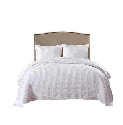 MarCielo 100% White Cotton Quilt Bedspread Set B33