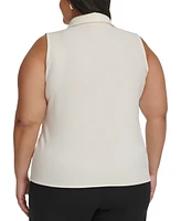 Calvin Klein Plus Collared Twist-Front Blouse