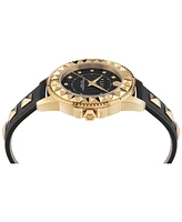 Philipp Plein Women's Lady Rock Gold-Tone Studded Black Leather Strap Watch 38mm