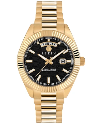 Philipp Plein Men's Date Superlative Gold Ion Plated Stainless Steel Bracelet Watch 42mm