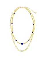 Sterling Forever Gold-Tone or Silver-Tone Blue Beaded Sibyl Layered Necklace