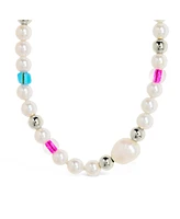 Sterling Forever Gold-Tone or Silver-Tone Cultured Freshwater Pearl And Glass Bead Polly Choker