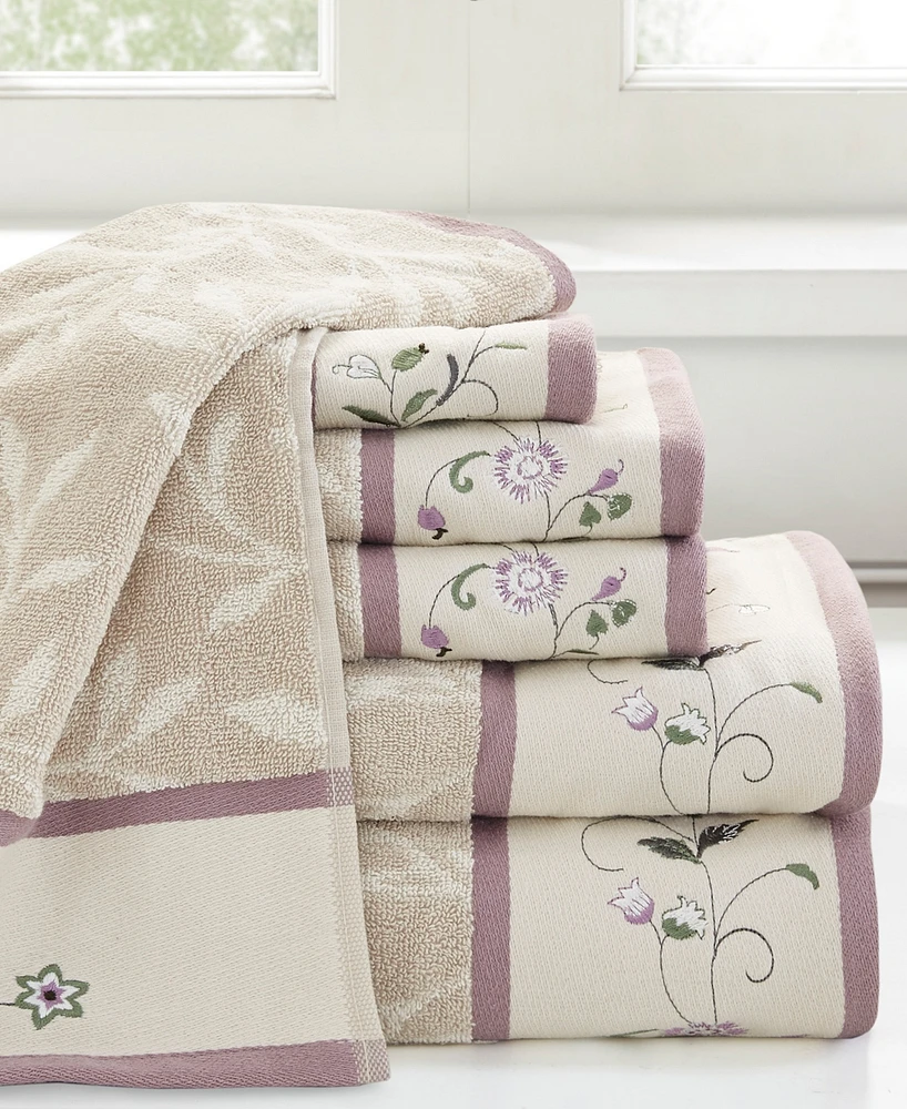 Madison Park Cotton 6-Pc. Embroidered Serene Jacquard Towel Set