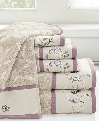 Madison Park Cotton 6-Pc. Embroidered Serene Jacquard Towel Set