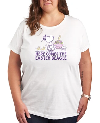 Air Waves Trendy Plus Size Peanuts Snoopy Easter Graphic T-shirt