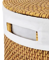 Seville Classics 3-Piece Handwoven Rattan Lidded Laundry Hamper Basket Set