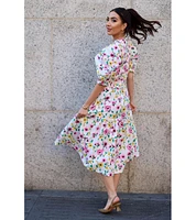 Jessie Zhao New York Oliana Floral Smocked Midi Dress