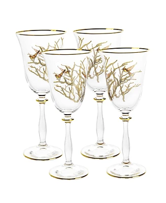 Vivience Birds Design Water Glasses 8.75 oz, Set of 4