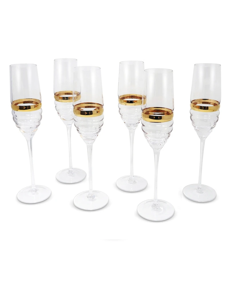 Vivience Stripe Flute Glasses, Set of 6